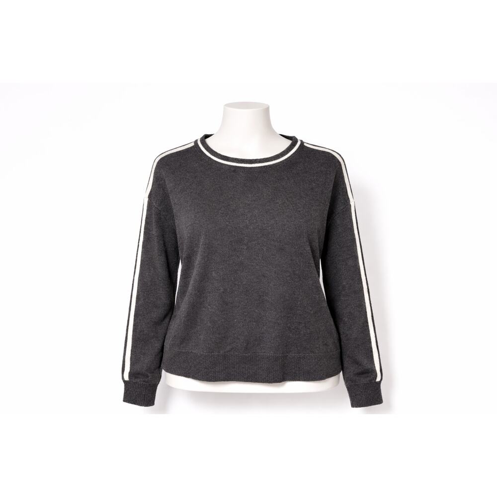 Belle by Kim Gravel Layered Hem Sweater Black 2X Side‎ Slit